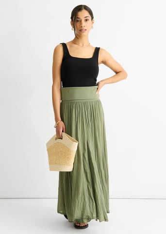 Vestido tipo falda skater con cinturilla versátil de Green Cotton