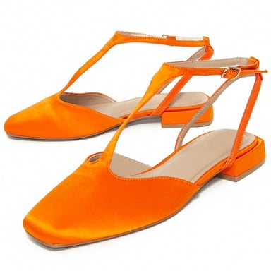 Bailarina De Tacón Bajo Naranja De Raso Para Mujer Montevita Vasier 105271