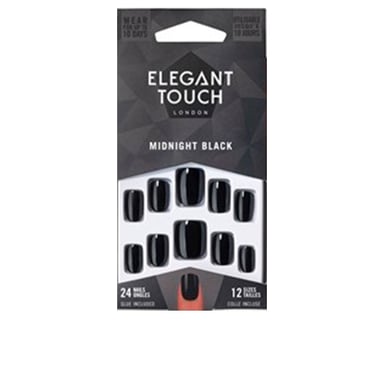 Core Colour Nails With Glue Squoval #midnight Black