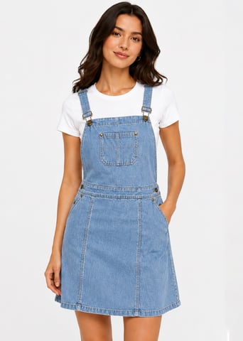 Vestido tipo peto de vaquero claro