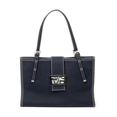 Fendi Vintage FF Marble Tote en Blue Lienzo
