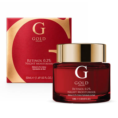 Gold Serums Crema hidratante de noche antiedad con retinol al 0,2%, 50 ml.