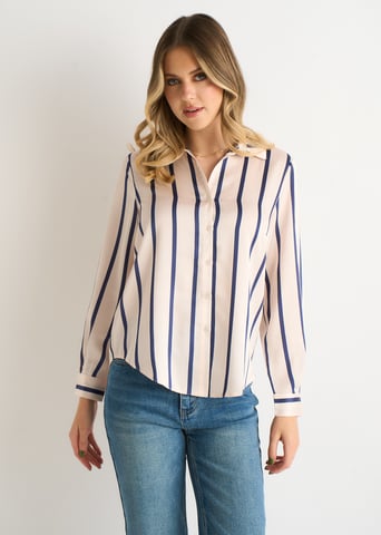 Camisa holgada a rayas azul marino