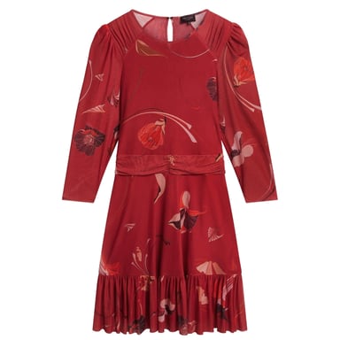 Minivestido Rojo De Malla Con Hombros Fruncidos Estilo Skater De Ted Baker