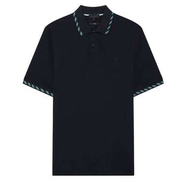 Polo Azul Marino De Jacquard Con Estampado A Cuadros De Ted Baker Ss