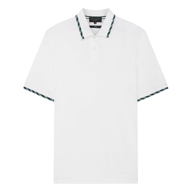 Polo Blanco Jacquard Con Estampado A Cuadros De Ted Baker Ss