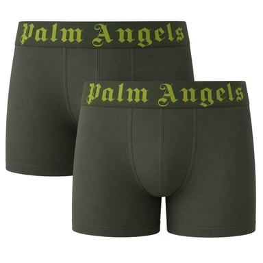 Calzoncillos Bóxer Palm Angels De Color Verde Militar Con Logo Contrastante (paquete De Dos)