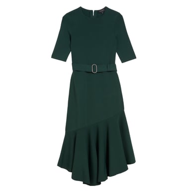 Vestido Midi De Punto Verde Oscuro Con Falda Acampanada Samalee De Ted Baker