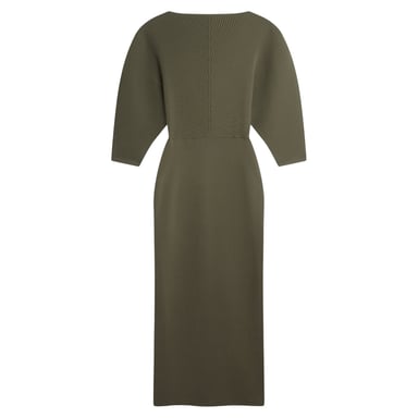 Vestido Largo De Punto Acanalado Esculpido Vanitha De Ted Baker En Verde Oscuro