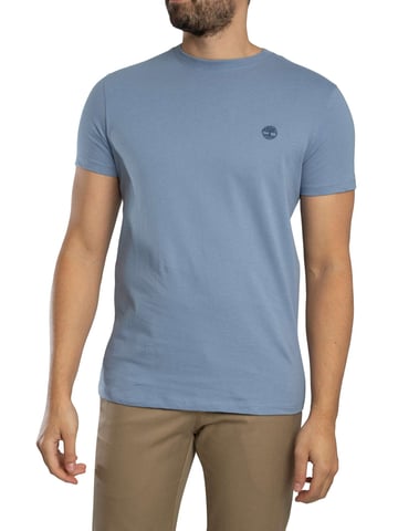 Timberland Camiseta Ajustada Con Logotipo Bordado, Azul