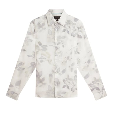Camisa Blanca Ted Baker Kalmill De Corte Regular Con Estampado De Sombra De Hojas