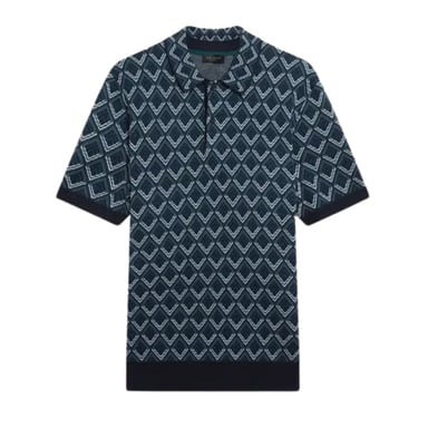 Polo Azul Marino De Punto Jacquard Geométrico Melvvin De Ted Baker