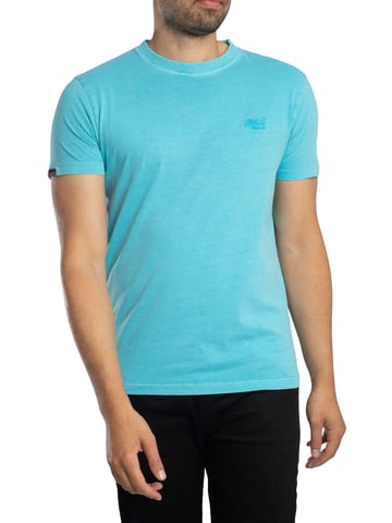 Superdry Camiseta Essential Logo EMB Neon, Azul
