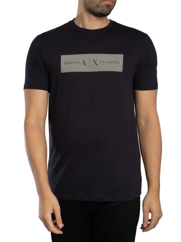 Armani Exchange Camiseta Con Logo A Rayas, Azul