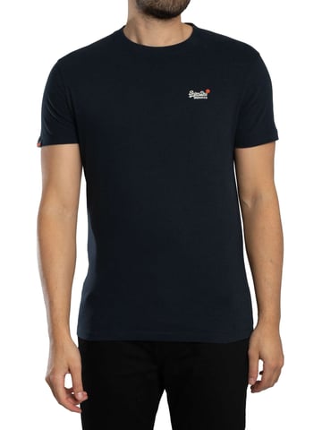 Superdry Camiseta EMB Con Contraste Esencial, Azul