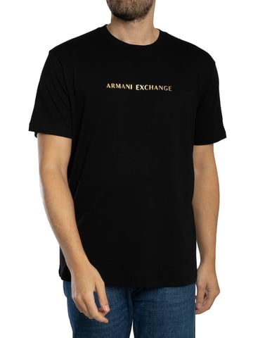 Armani Exchange Camiseta Con El Logo Del Centro, Negro