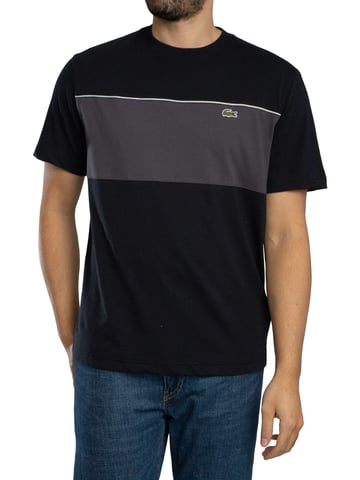Lacoste Camiseta De Algodón Con Bloques De Color, Negro