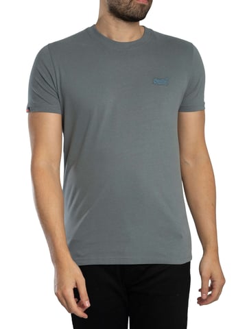 Superdry Camiseta Essential Con Logotipo EMB, Gris