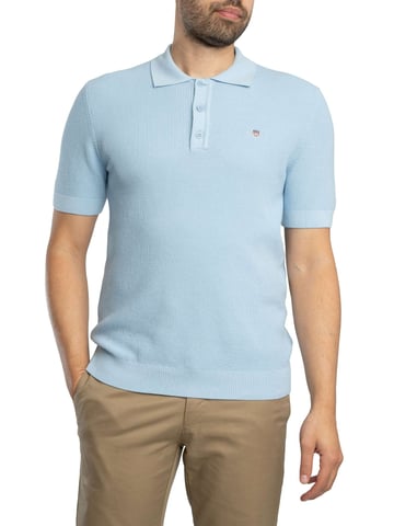GANT Polo De Algodón Con Microtextura, Azul