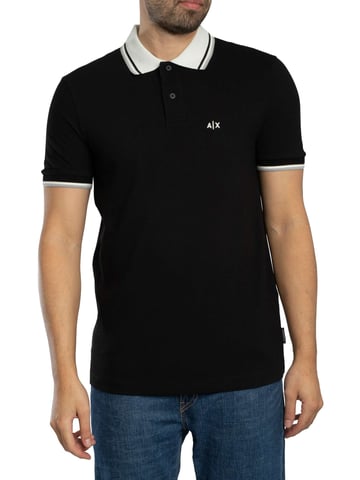 Armani Exchange Polo Ajustado Con Cuello En Contraste, Negro