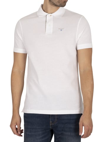 Barbour Polo De Piqué De Tartán, Blanco