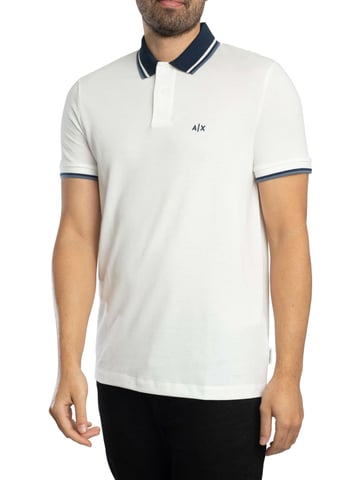 Armani Exchange Polo Ajustado Con Cuello En Contraste, Blanco