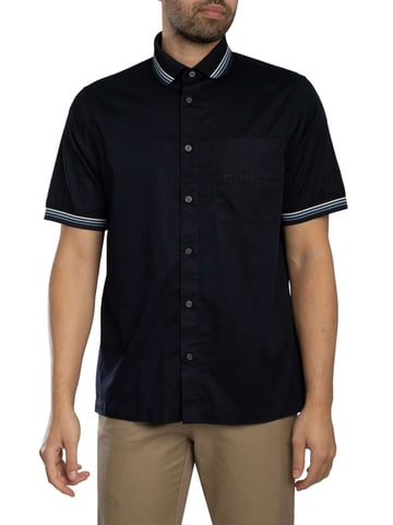 Armani Exchange Camisa De Manga Corta Con Bolsillo En El Pecho Y Logo, Azul