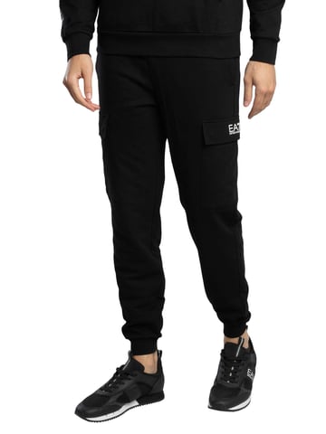 EA7 Pantalones Deportivos Con Logo Regular, Negro