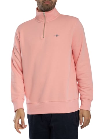 GANT Sudadera Con Cremallera 1/4 Con Escudo Regular, Rosado