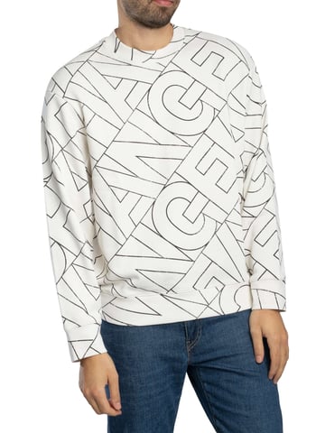 Armani Exchange Sudadera Con Letras Diagonales, Blanco