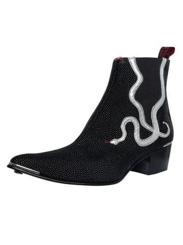Jeffery West Botas Chelsea Con Efecto Serpiente, Negro