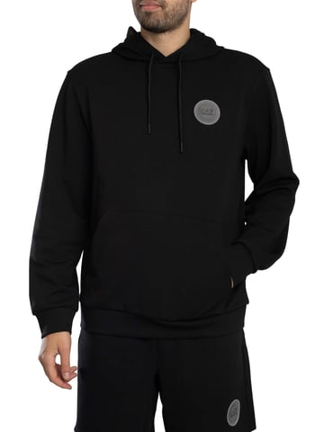 EA7 Sudadera Con Capucha Y Parche Del Logotipo, Negro