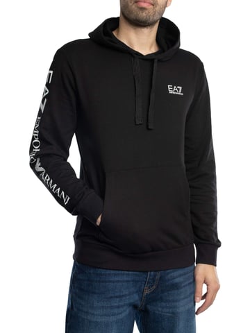EA7 Sudadera Con Capucha Con Logo En El Pecho, Negro