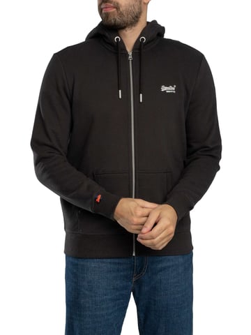Superdry Sudadera Con Capucha Y Logo Esencial, Negro