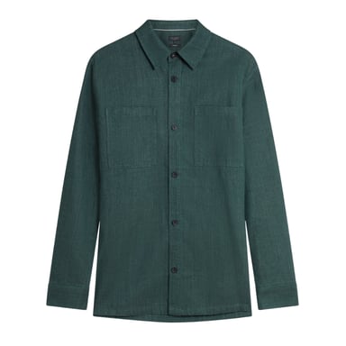 Sobrecamisa De Lino Verde Oscuro Ted Baker Shaww Delave