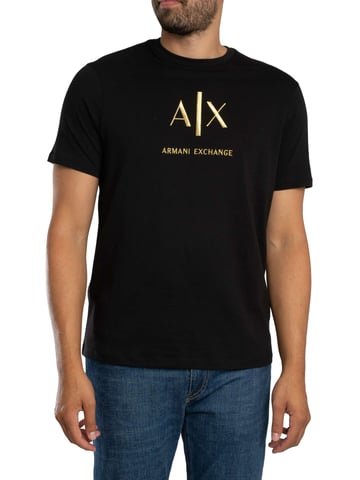 Armani Exchange Camiseta Gráfica Delgada, Negro