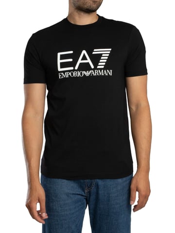 EA7 Camiseta Gráfica Con Logo Ajustado, Negro