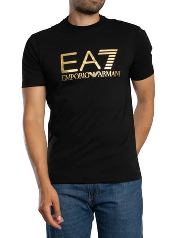 EA7 Camiseta Gráfica Con Logo Ajustado, Negro