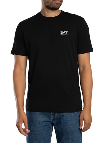 EA7 Camiseta De Marca Con Estampado En La Espalda, Negro