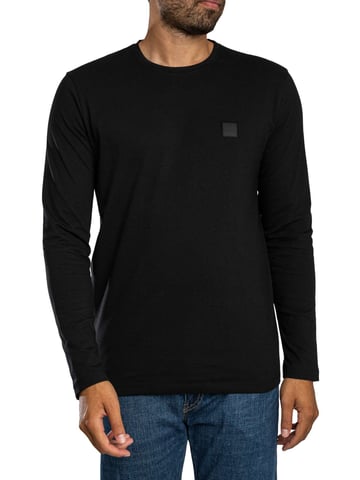 BOSS Camiseta De Manga Larga Con Estampado De Tachuelas, Negro