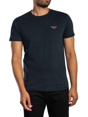 Superdry Camiseta Essential Con Logo Serif, Azul
