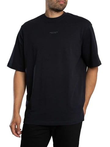 Armani Exchange Camiseta Cómoda Con Logo Central, Azul