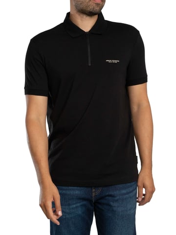 Armani Exchange Polo Slim Logo Con Cremallera, Negro