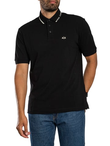 Armani Exchange Polo Con Cuello Ribeteado, Negro