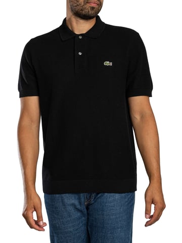 Lacoste Polo De Punto Con Logotipo, Negro