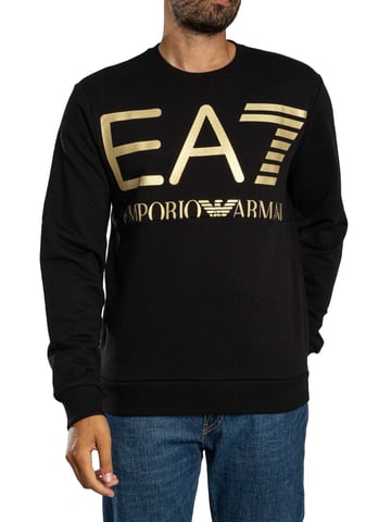 EA7 Sudadera Con Estampado De Logo Grande, Negro