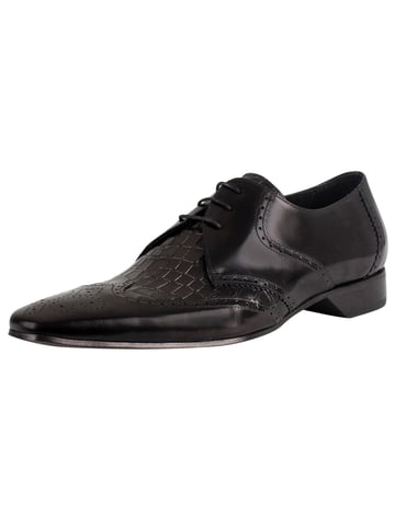 Jeffery West Zapatos Derby De Cuero, Negro