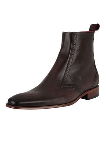 Jeffery West Botines Chelsea De Piel Con Cremallera, Marrón