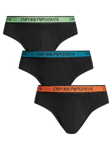 Emporio Armani Pack De 3 Calzoncillos De Algodón Elásticos, Negro