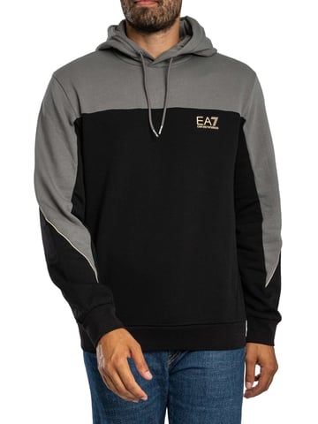 EA7 Sudadera Con Capucha Bicolor, Gris